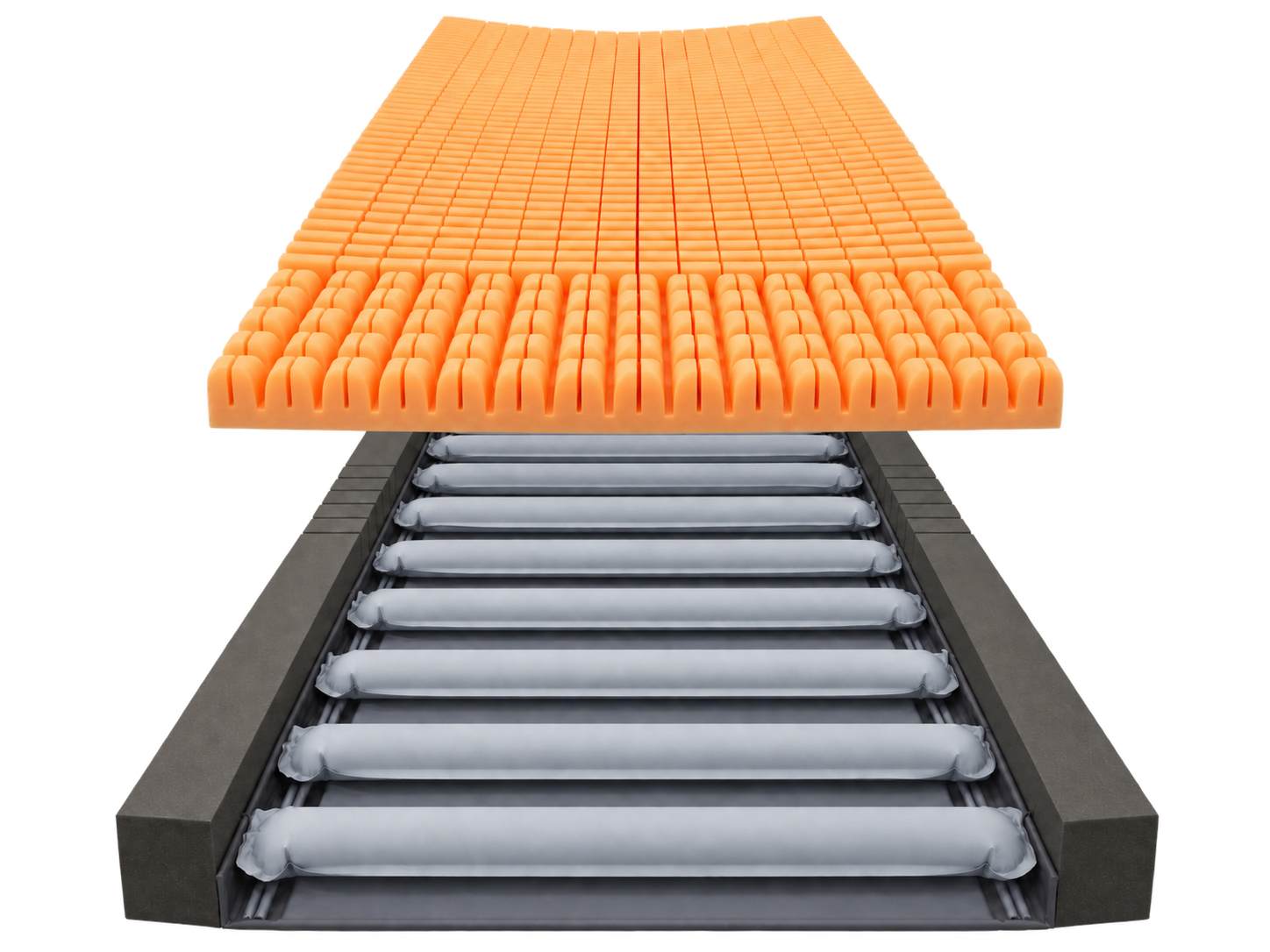 CR100 foam-on-cell pressure redistribution mattress design